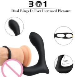 kf H109b232fa72f49c8a3ec36c79ff39e2cF Double Ring Prostate Massage Vibrator Male Dildo Masturbation Stimulator Butt Delay Ejaculation Ring Adult Sex Toys