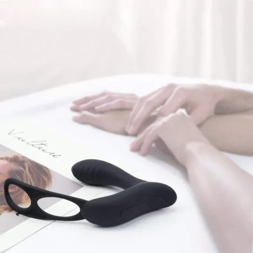 kf H23931b992da64d30aa9a68ffd8a0bb7bC Double Ring Prostate Massage Vibrator Male Dildo Masturbation Stimulator Butt Delay Ejaculation Ring Adult Sex Toys