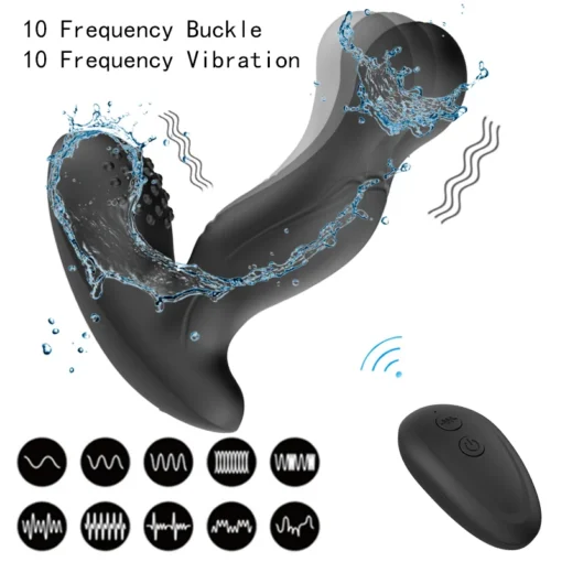 kf H4540eb9073c64b17add63047b535f5cfl Prostate Massager Wireless Remote Control Anal Plug Masturbator Finger Push Stimulator Anus Vibrator For Adult Men