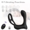 kf H4d6fa01b085645f981ec8af4c3de47ceZ Double Ring Prostate Massage Vibrator Male Dildo Masturbation Stimulator Butt Delay Ejaculation Ring Adult Sex Toys