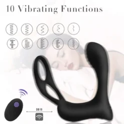 kf H4d6fa01b085645f981ec8af4c3de47ceZ Double Ring Prostate Massage Vibrator Male Dildo Masturbation Stimulator Butt Delay Ejaculation Ring Adult Sex Toys