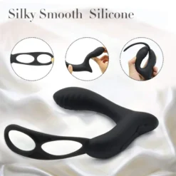 kf H8720717e576f49918bfca6c084354dd4g Double Ring Prostate Massage Vibrator Male Dildo Masturbation Stimulator Butt Delay Ejaculation Ring Adult Sex Toys