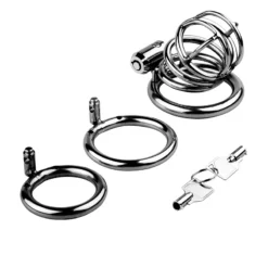 kf S03627bd44e9c4fa6994a949b4f15d6d40 Metal Chastity Cage with 3 Snap Ring Men s SM Bondage Device Penis Urethra Lock Adult