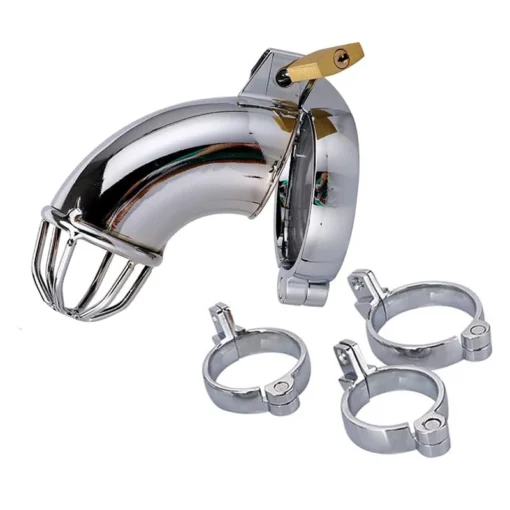 kf S0ab9dfcd78b740d4bd3b6943f1be515eB BDSM Sex Toys Men Metal Urethra Chastity Lock Penis Bondage Adult Chastity Cage Cock with 3