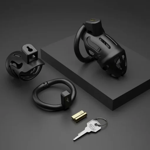 kf S0c930d6a7a894e52895e6d1dd66b60112 Male Chastity Cage with 3 Snap Ring Adult Supplies High Quality Resin Penis Lock Couples SM