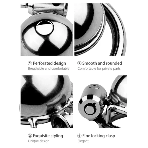 kf S0ee567b6027c49d885a00284c56d52d8g Metal Round Cap Chastity Lock with 3 Snap Ring Male Go Away SM Sex Toys Bondage