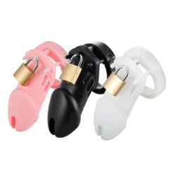 kf S13464501c8074eb2aee3b6d93f3e6a69o Silicone Urethra Chastity Lock with 5 Snap Ring Penis Bondage Adult Men s Chastity Cage Cock