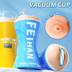 kf S25c9f9b3adc04f6895c05c03f08a4f2de Realistic Vaginal Anus Dual Channel Male Masturbator Cup Vacuum Sucking Blowjob Pocket Masturbation Sex Toy for