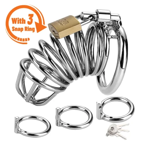 kf S284910063358442299491a4fb3259253y Men BDSM Sex Toys Metal Urethra Chastity Lock with 3 Snap Ring Penis Bondage Adult Chastity