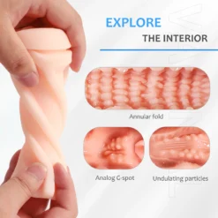 kf S28741dbe8bcd4256b98086410f378f50i Realistic Vaginal Anus Dual Channel Male Masturbator Cup Vacuum Sucking Blowjob Pocket Masturbation Sex Toy for