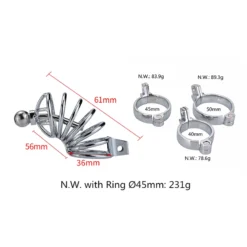 kf S2fdde86999eb4b33baa838f3a9afebbci Men Stainless Steel Metal Urethra Chastity Lock with 3 Snap Ring Penis Bondage BDSM Chastity Cage