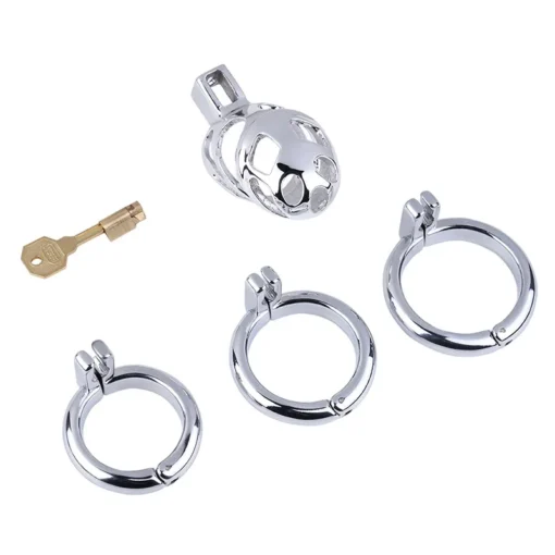 kf S39e06567e8494b3a80d28c0e0177bc55f SM Male Metal Chastity Cage Binding Delay Penis with CB Urethra Lock 3 Snap RingAlternative Anti
