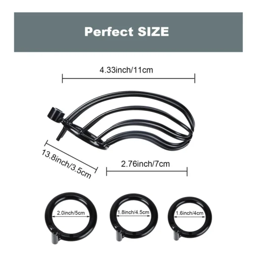 kf S426c7ae009f6480fb1b31be7ee7539c1d SM Black with 3 Snap Ring Men Stainless Steel Metal CB Chastity Lock Penis Bondage Chastity
