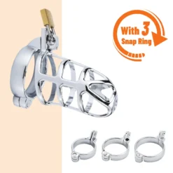 kf S48fb8545bd7c4bdd95d26e1a87f50fc8i Sex Toys BDSM Men Metal Urethra Chastity Lock with 3 Snap Ring Penis Bondage Adult Chastity