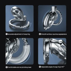 kf S4ec4f2bb14cb4d1e9624405fd2a4c8502 2024 New Upgrade One Piece Adjustable Snap Ring Metal Chastity Cage Men s CB Cock Cage