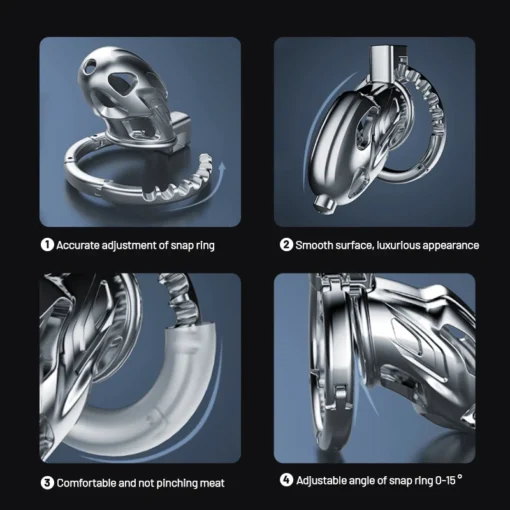 kf S4ec4f2bb14cb4d1e9624405fd2a4c8502 2024 New Upgrade One Piece Adjustable Snap Ring Metal Chastity Cage Men s CB Cock Cage