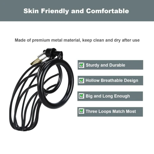 kf S4f349d494fa945a3a58e7e444bc23a980 SM Black with 3 Snap Ring Men Stainless Steel Metal CB Chastity Lock Penis Bondage Chastity