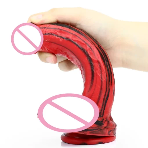 kf S54c765192ec94fb3845b9b610957106ez Redblack Real Dildos Soft Silicone Suction Cup Big Huge Cock Male Artificial Penis Cheap Adult 18