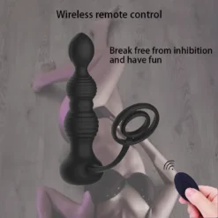 kf S5bdce969329044409a8f4d7922d4c781d Dildo Wireless Remote Control Anal Vibrator Double Ring Lock Sperm Stimulator Butt Plug Sex Toys For