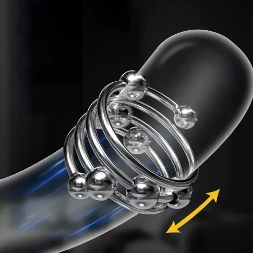 kf S64edb3859fd94ed993cd453d6a59c950Z Rolling Men Metal Cock Ring Glans Penis Training Adult Sex Supplies Scrotum Erection Ejaculation Delay Circumcision