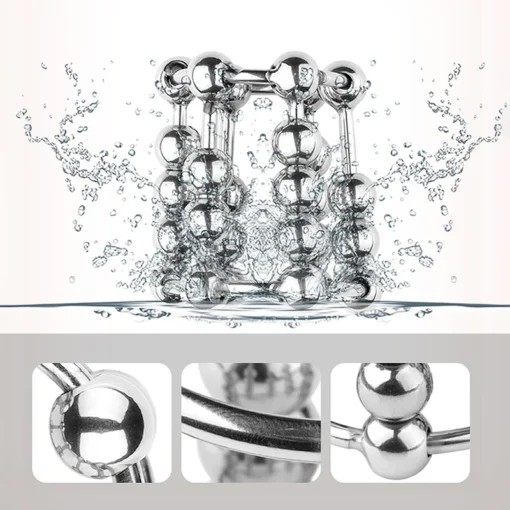 kf S6e9611a0c534430c8af9befc248c057dc Rolling Men Adult Binding Penis Delay Device Metal Cock Ring Stainless Steel Sliding Ball Locking Ring