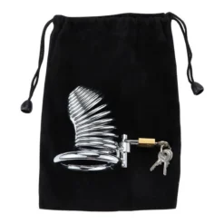 kf S7977f32d854b4186832ca6b3f5a35c76c Metal Adult Chastity Lock with 3 Snap Ring Penis Spiral Collars Confinement Male Private Parts Confinement