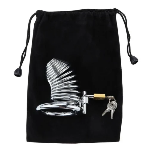 kf S7977f32d854b4186832ca6b3f5a35c76c Metal Adult Chastity Lock with 3 Snap Ring Penis Spiral Collars Confinement Male Private Parts Confinement