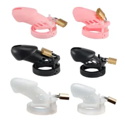 kf S7b9c60640b2b4156b0af4c24788657e5D Silicone Urethra Chastity Lock with 5 Snap Ring Penis Bondage Adult Men s Chastity Cage Cock