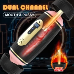 kf S84bc90072cb646a398f674b6bfdeb6e0I Automatic Dual Channel Vibrating Masturbation Cup for Man Blowjob Pussy Vagina Heating Masturbators Sex Toys Vibrator