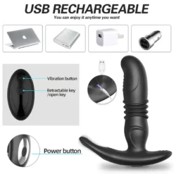 kf S86db6ed717d54f44b2269d38298de68aU Dildo Butt Massager Wireless Remote Control Anal Plug Stimulator Male Retractable Prostate Vibrator For Men Adult