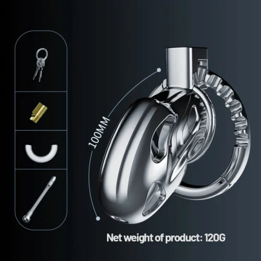 kf S8f372f3b672d4bd39f46eac14c561714C 2024 New Upgrade One Piece Adjustable Snap Ring Metal Chastity Cage Men s CB Cock Cage