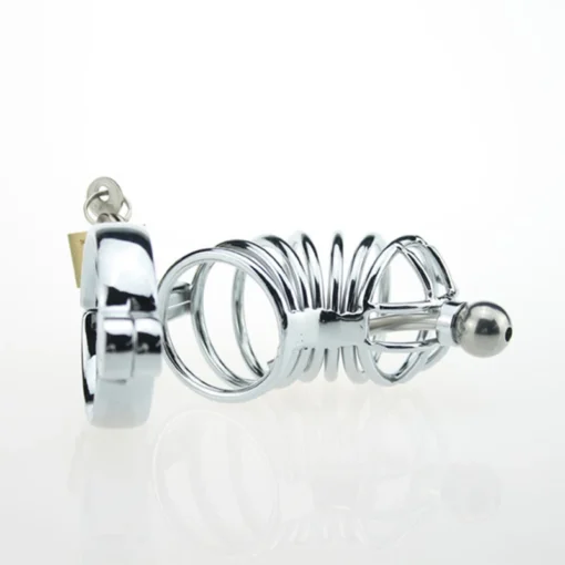 kf S96e3d857bea24d0a98aa59e7052ec387p Men Stainless Steel Metal Urethra Chastity Lock with 3 Snap Ring Penis Bondage BDSM Chastity Cage