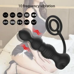 kf S998e5ac958c84fd382d8027ce4b5259a3 Dildo Wireless Remote Control Anal Vibrator Double Ring Lock Sperm Stimulator Butt Plug Sex Toys For