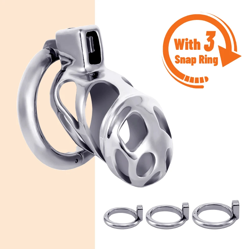 kf S9aa58db050ce47b3898747c3257917c3J SM Male Metal Chastity Cage Binding Delay Penis with CB Urethra Lock 3 Snap RingAlternative Anti