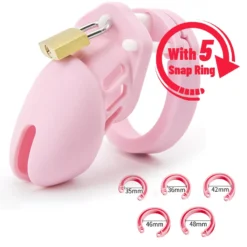 kf Sa9db8a2d9856452a8ae0066ce54077061 Silicone Urethra Chastity Lock with 5 Snap Ring Penis Bondage Adult Men s Chastity Cage Cock