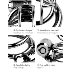 kf Sb376b8818f0c42919e25be903d3ed0a5r Metal Chastity Cage with 3 Snap Ring Men s SM Bondage Device Penis Urethra Lock Adult