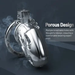 kf Sb523c458c71243cda30bc87c97496db4q 2024 New Upgrade One Piece Adjustable Snap Ring Metal Chastity Cage Men s CB Cock Cage