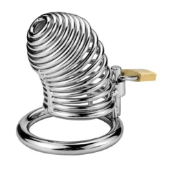 kf Sbafaf131101b44f6870ee03acf562f3bm Metal Adult Chastity Lock with 3 Snap Ring Penis Spiral Collars Confinement Male Private Parts Confinement