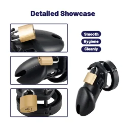 kf Sccb15ac46617485b88af848222bd065dq Silicone Urethra Chastity Lock with 5 Snap Ring Penis Bondage Adult Men s Chastity Cage Cock