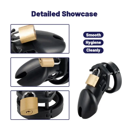 kf Sccb15ac46617485b88af848222bd065dq Silicone Urethra Chastity Lock with 5 Snap Ring Penis Bondage Adult Men s Chastity Cage Cock