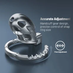 kf Sd0ab2fc21aeb4db9aa9cc45222297ec4e 2024 New Upgrade One Piece Adjustable Snap Ring Metal Chastity Cage Men s CB Cock Cage