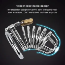 kf Sd6bf8637a4694b1b891beaeb97b10038v Men BDSM Sex Toys Metal Urethra Chastity Lock with 3 Snap Ring Penis Bondage Adult Chastity