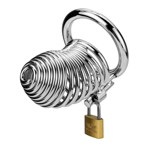 kf Sdce1320f70274d5db6b9200881d444c1o Metal Adult Chastity Lock with 3 Snap Ring Penis Spiral Collars Confinement Male Private Parts Confinement