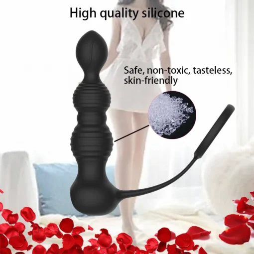 kf Se672cb8bff724d41a4f589c8b047dae4D Dildo Wireless Remote Control Anal Vibrator Double Ring Lock Sperm Stimulator Butt Plug Sex Toys For