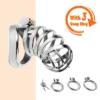 kf Sef1cc224b23246b3aac84d9da496a150Y Metal CB Urethra Chastity Lock with 3 Snap Ring Penis Bondage Adult Men s Chastity Cage