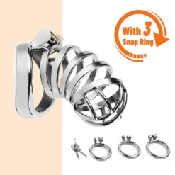 kf Sef1cc224b23246b3aac84d9da496a150Y Metal CB Urethra Chastity Lock with 3 Snap Ring Penis Bondage Adult Men s Chastity Cage