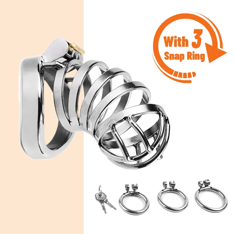 kf Sef1cc224b23246b3aac84d9da496a150Y Metal CB Urethra Chastity Lock with 3 Snap Ring Penis Bondage Adult Men s Chastity Cage