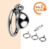 kf Sf2123d20778c4021ae64d87819b037c6i Metal Round Cap Chastity Lock with 3 Snap Ring Male Go Away SM Sex Toys Bondage