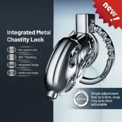 kf Sfc5b10ecbafb4ba6a5fe55921a783c3cU 2024 New Upgrade One Piece Adjustable Snap Ring Metal Chastity Cage Men s CB Cock Cage