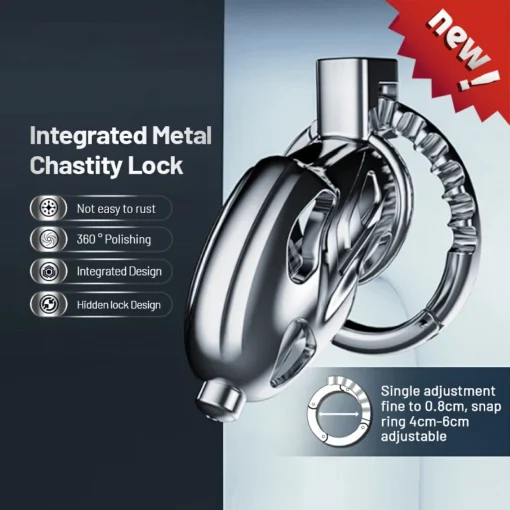 kf Sfc5b10ecbafb4ba6a5fe55921a783c3cU 2024 New Upgrade One Piece Adjustable Snap Ring Metal Chastity Cage Men s CB Cock Cage